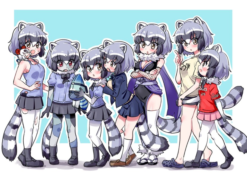 common raccoon, lucky beast, and palcoarai-san (kemono friends) drawn by ngetyan