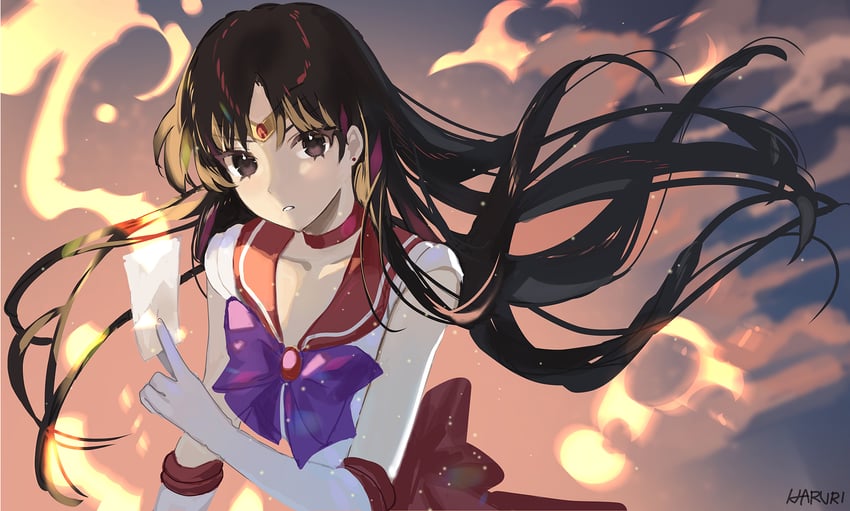 hino rei and sailor mars (bishoujo senshi sailor moon) drawn by haruri