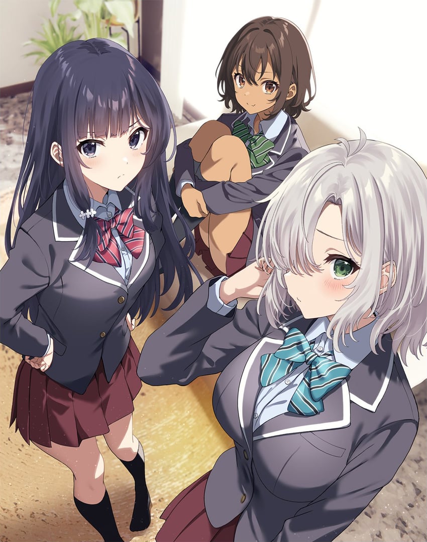 tennouzu futaba, tennouzu ichiya, and tennouzu ami (tensai bishoujo san shimai wa isourou ni dake choro kawaii) drawn by siokazunoko