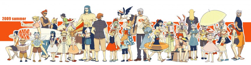hakurei reimu, kirisame marisa, remilia scarlet, flandre scarlet, izayoi sakuya, and 29 more (touhou and 4 more) drawn by emu_(losspass)