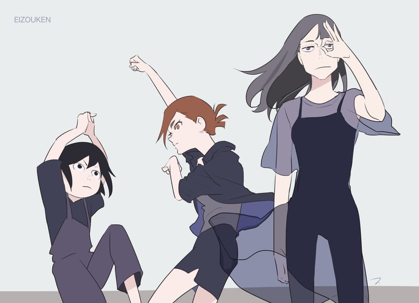 kanamori sayaka, asakusa midori, and mizusaki tsubame (eizouken ni wa te wo dasu na!) drawn by matahei