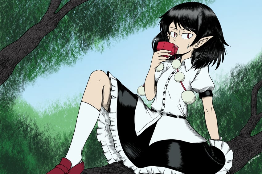 shameimaru aya (touhou) drawn by giantcavemushroom
