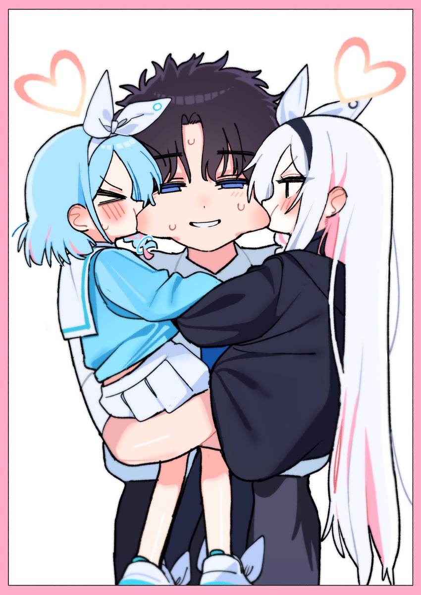 sensei, arona, and plana (blue archive) drawn by je_o_mo