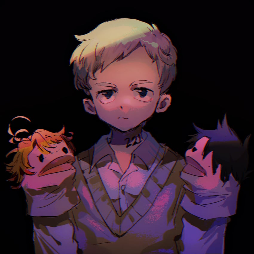 emma, norman, and ray (yakusoku no neverland) drawn by qin_(7833198)