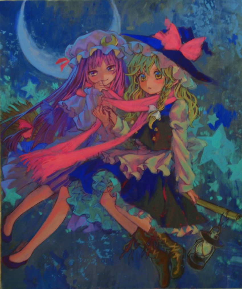 kirisame marisa and patchouli knowledge (touhou) drawn by ama-tou