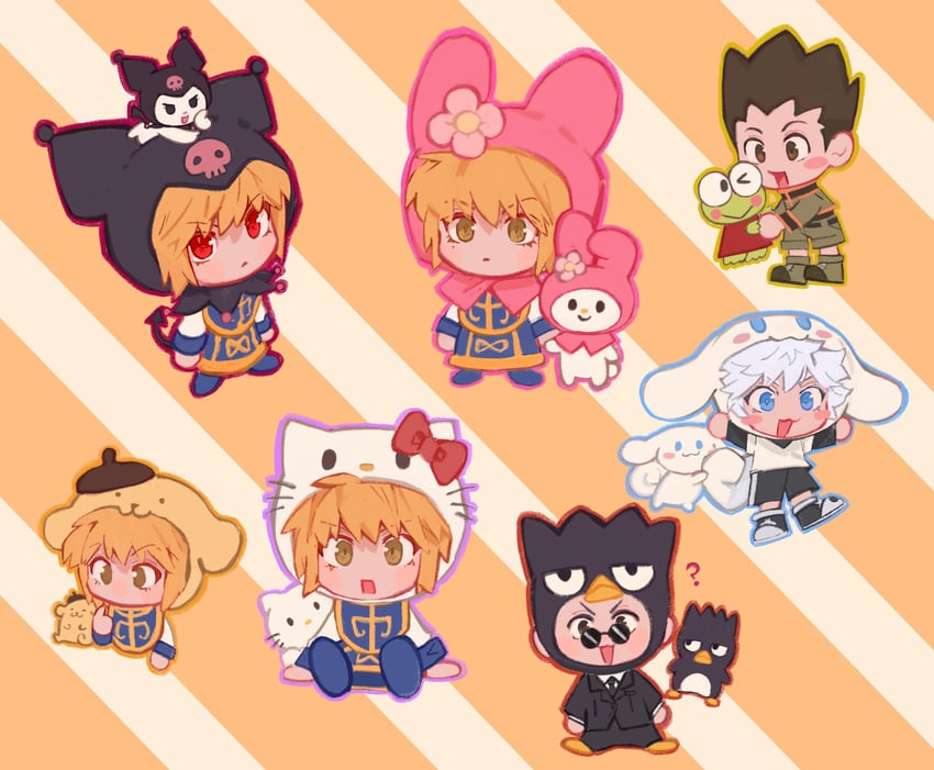 cinnamoroll, killua zoldyck, kurapika, hello kitty, my melody, and 6 more (hunter x hunter and 5 more) drawn by ik18166181ik