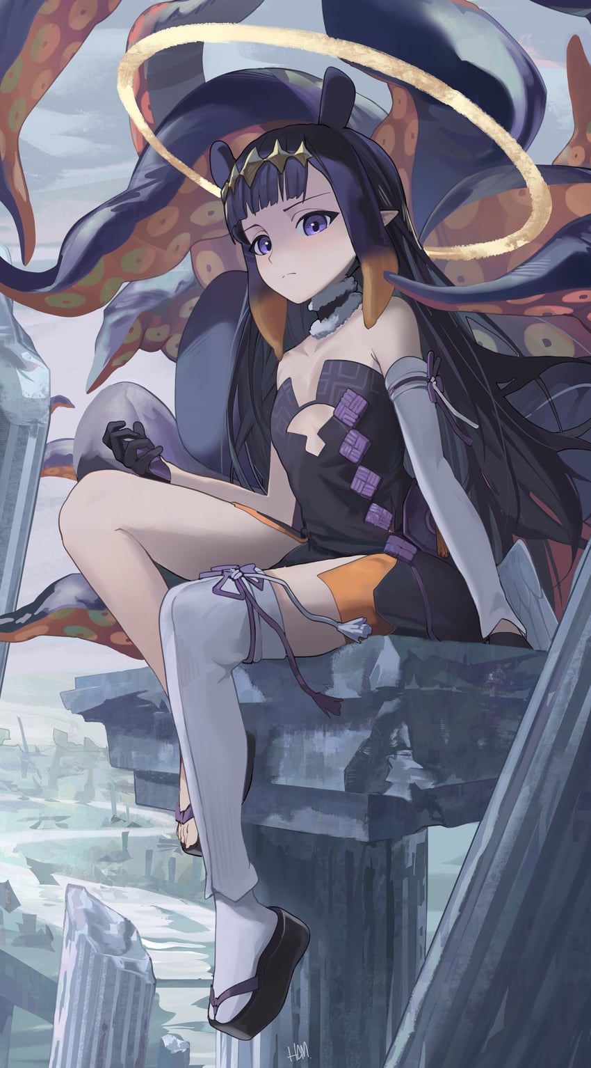 ninomae ina'nis (hololive and 1 more) drawn by hechium