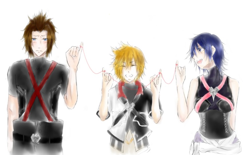 aqua, ventus, and terra (kingdom hearts and 1 more) drawn by ichigomilkpacu