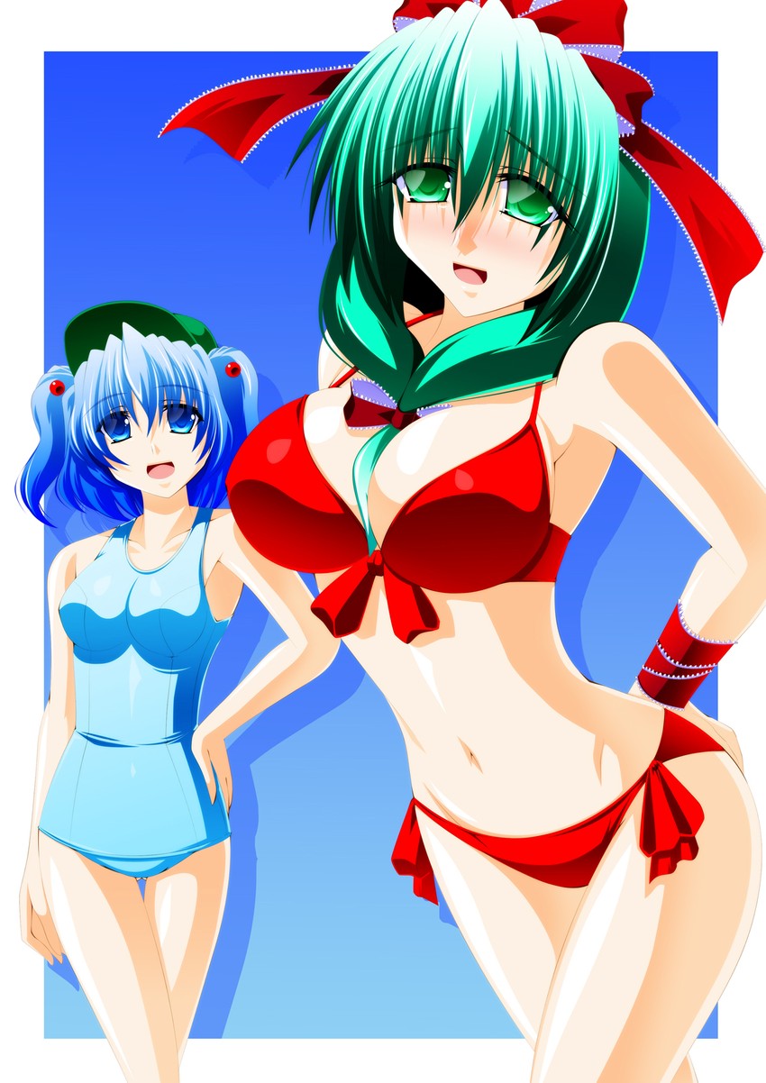 kawashiro nitori and kagiyama hina (touhou) drawn by engo_(aquawatery)