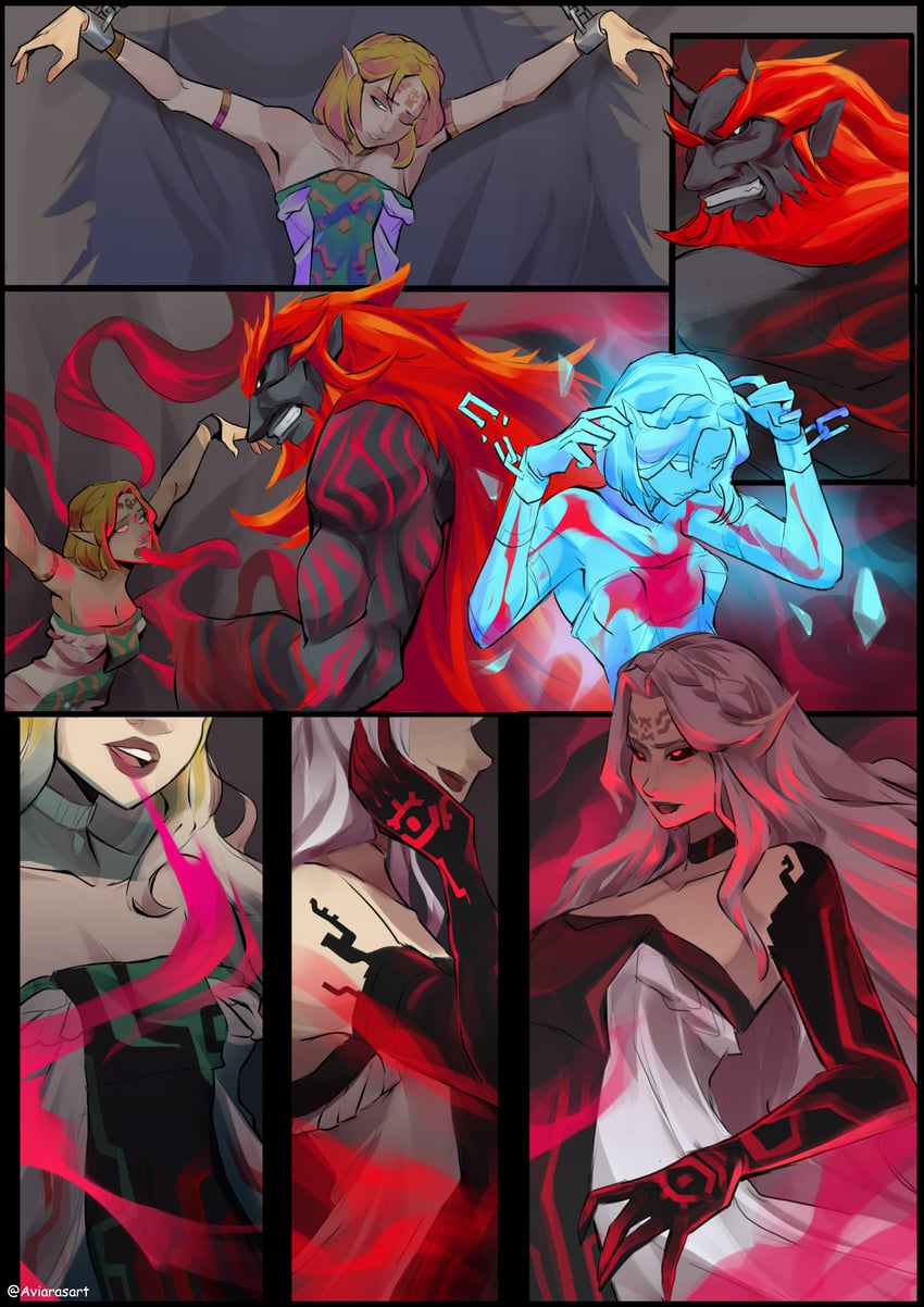 princess zelda, ganondorf, and malice (the legend of zelda and 1 more) drawn by aviara