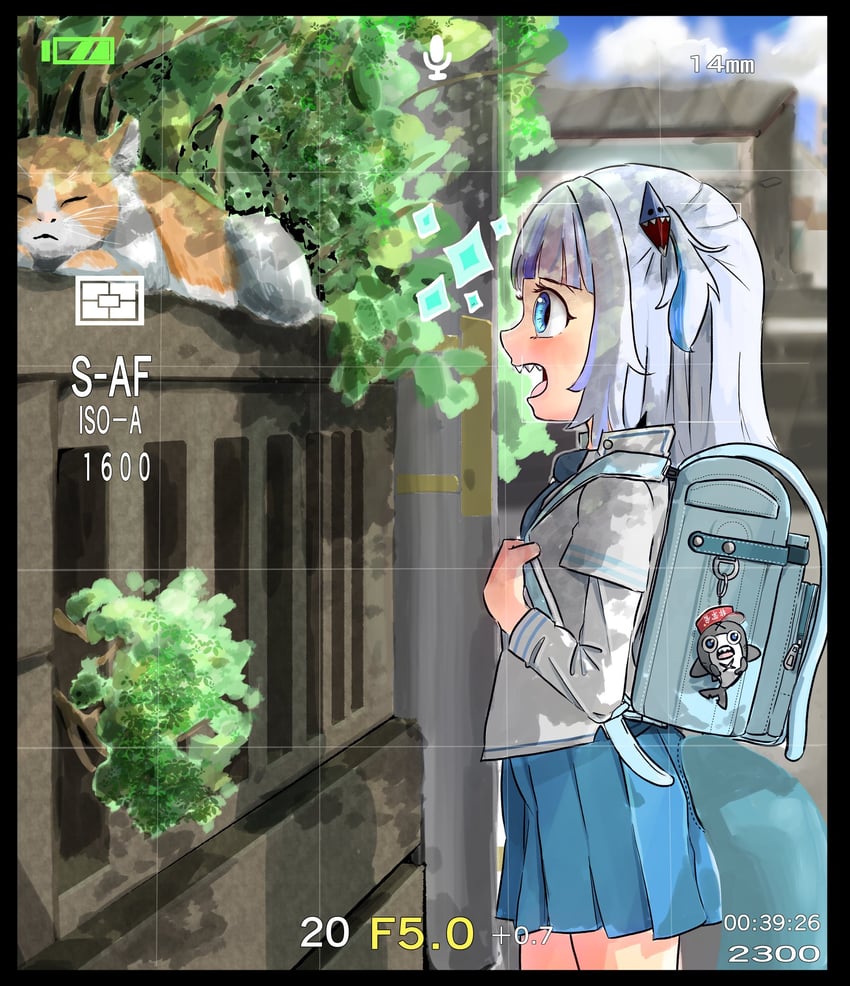 gawr gura and bloop (hololive and 1 more) drawn by dai_roku_ten_mao