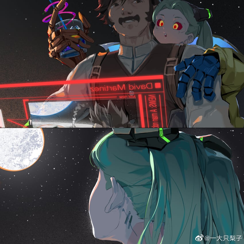 rebecca and falco (cyberpunk and 1 more) drawn by huozhazha