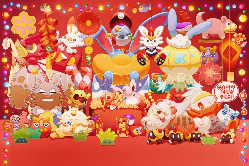 pikachu, lopunny, scorbunny, meowth, magikarp, and 26 more (pokemon) drawn by darkvoiddoble