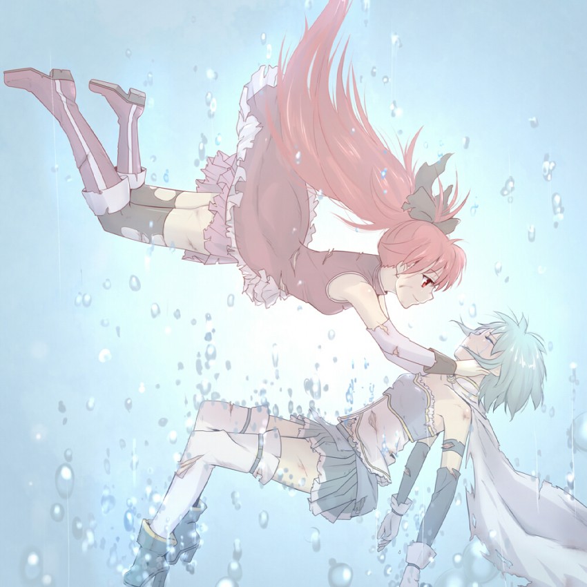 miki sayaka and sakura kyoko (mahou shoujo madoka magica) drawn by taromarun