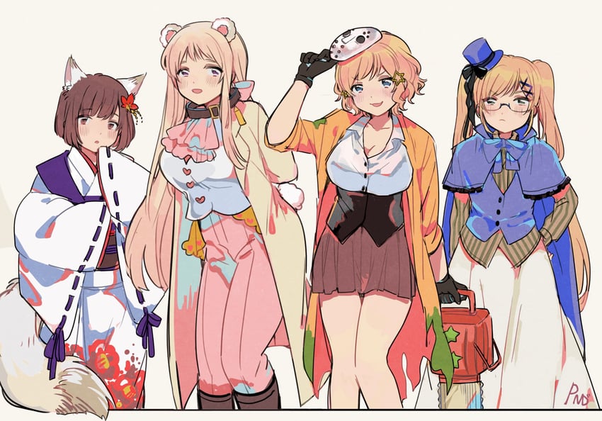 russia, jason voorhees, america, united kingdom, and japan (axis powers hetalia and 1 more) drawn by dkdmis