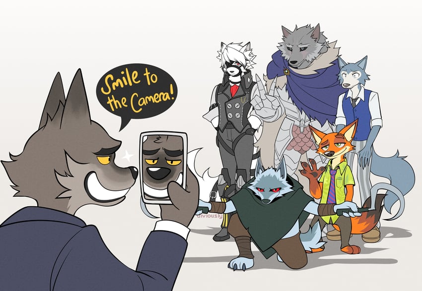 von lycaon, blaidd the half-wolf, nick wilde, legoshi, death, and 1 more (zenless zone zero and 6 more) drawn by diviously