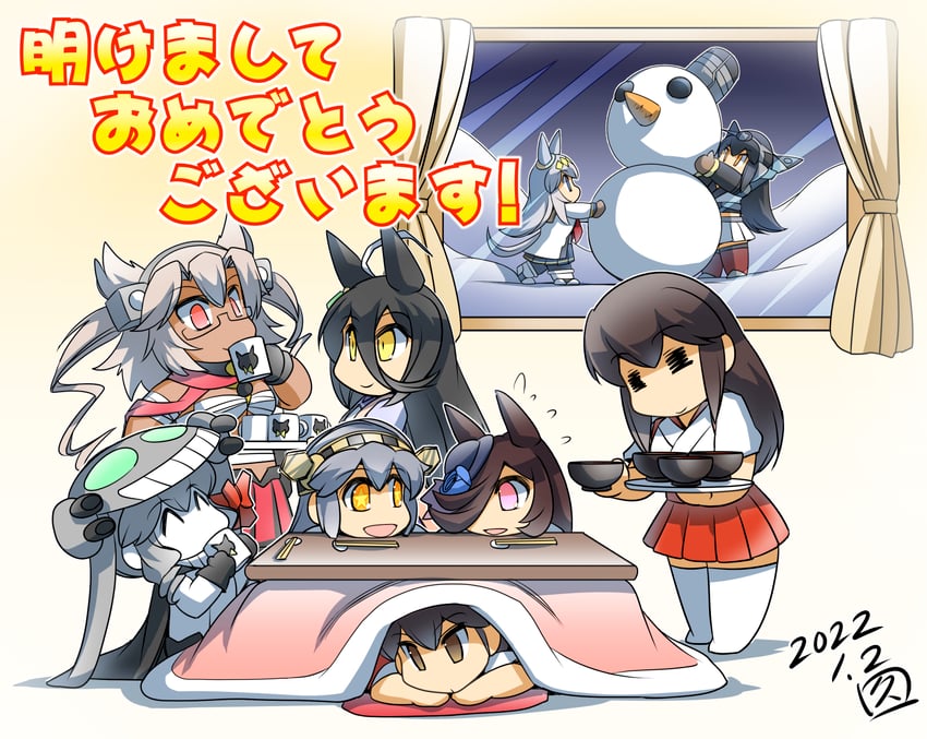 kaga, akagi, haruna, nagato, manhattan cafe, and 4 more (kantai collection and 1 more) drawn by hisahiko