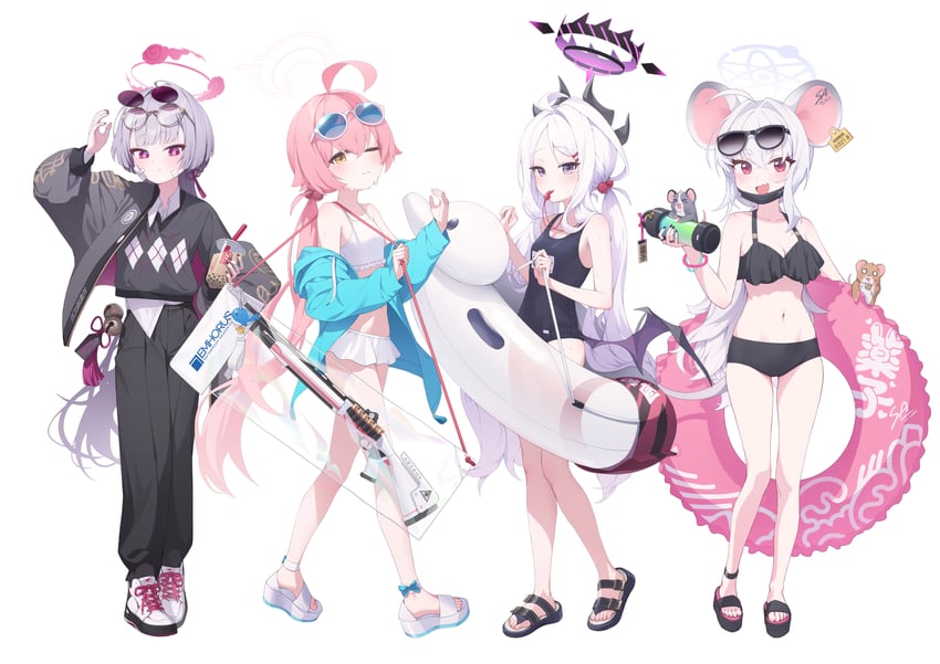hina, hoshino, shuro, saya, and nezusuke (blue archive) drawn by dong_ji