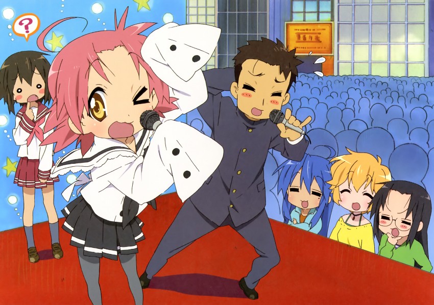 izumi konata, kusakabe misao, kogami akira, tamura hiyori, patricia martin, and 1 more (lucky star) drawn by horiguchi_yukiko