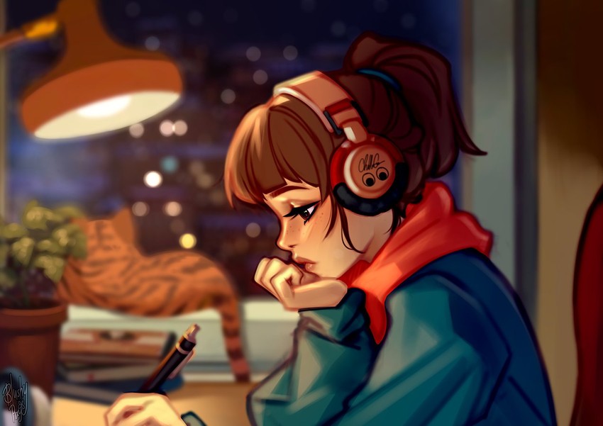 lofi girl (lofi girl) drawn by blushyspicy