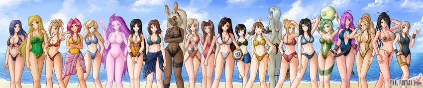tifa lockhart, aerith gainsborough, yuffie kisaragi, terra branford, garnet til alexandros xvii, and 18 more (final fantasy and 12 more) drawn by hyakkidour4n