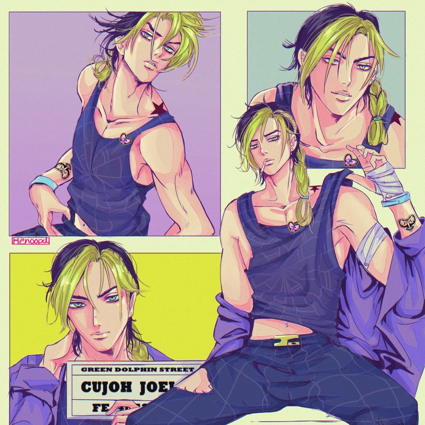 kujo jolyne (jojo no kimyou na bouken and 1 more) drawn by henoopd