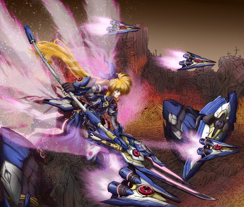 takamachi nanoha, raising heart, fortress, and raising heart estrea (lyrical nanoha and 2 more) drawn by itutooki_kousin