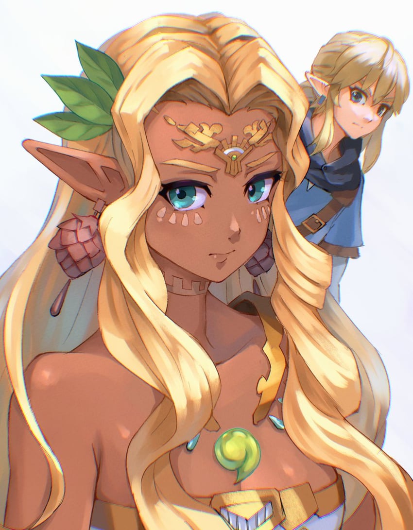 link and sonia (the legend of zelda and 1 more) drawn by saburou_(jako)