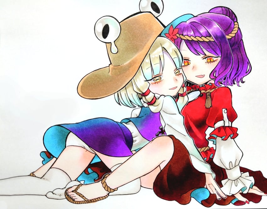 moriya suwako and yasaka kanako (touhou) drawn by whoru