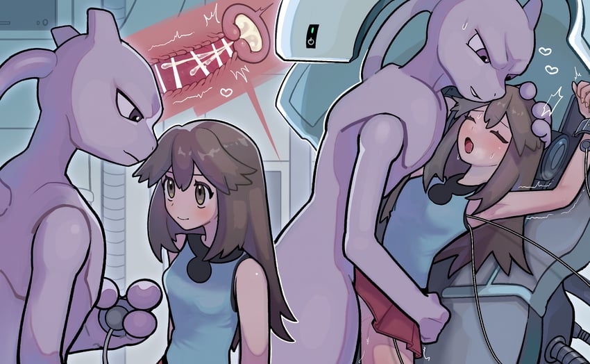 leaf and mewtwo (pokemon and 1 more) drawn by k_kp_18