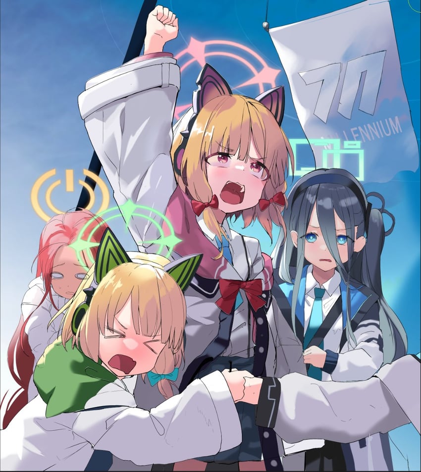 aris, momoi, midori, and yuzu (blue archive) drawn by dikko