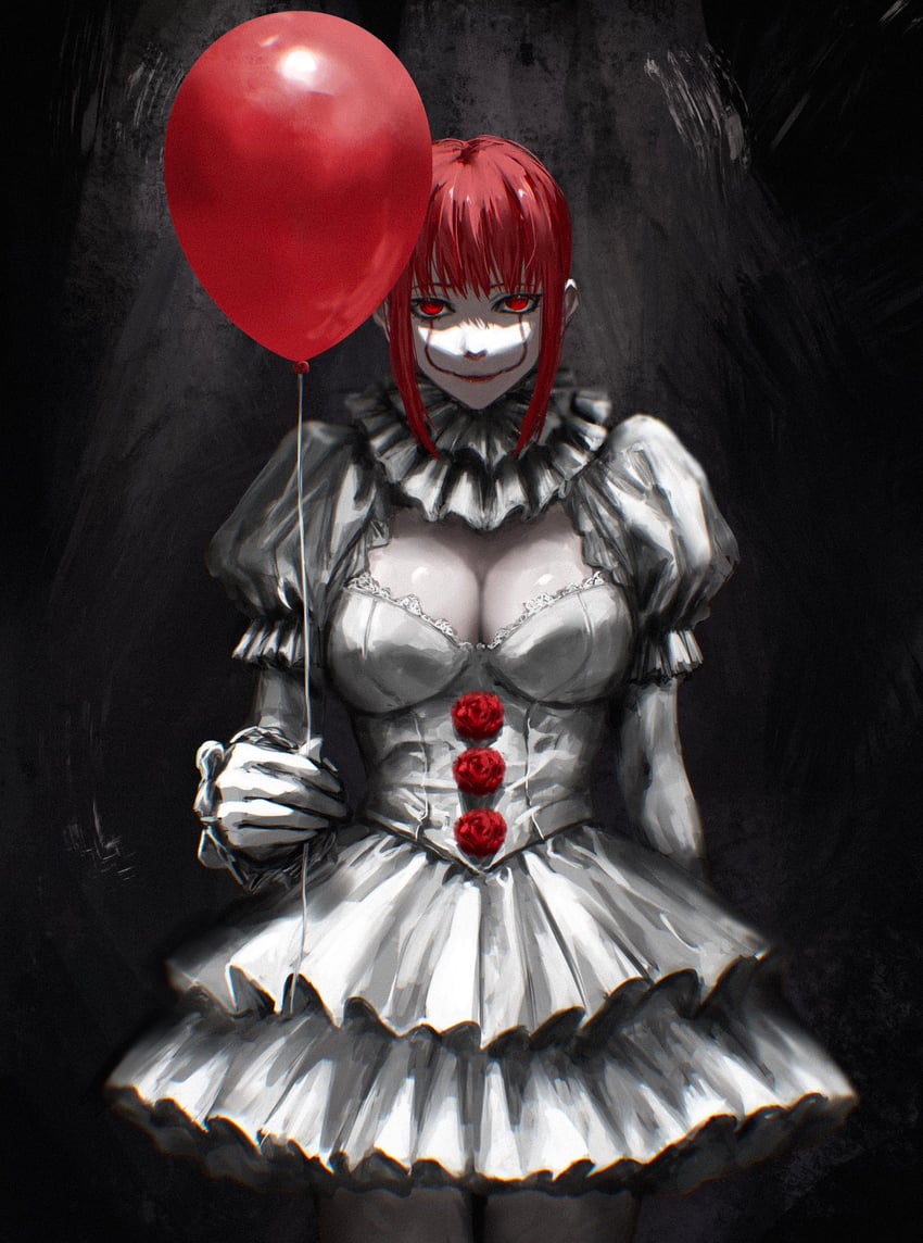 makima and pennywise (chainsaw man and 1 more) drawn by raberu_ruru