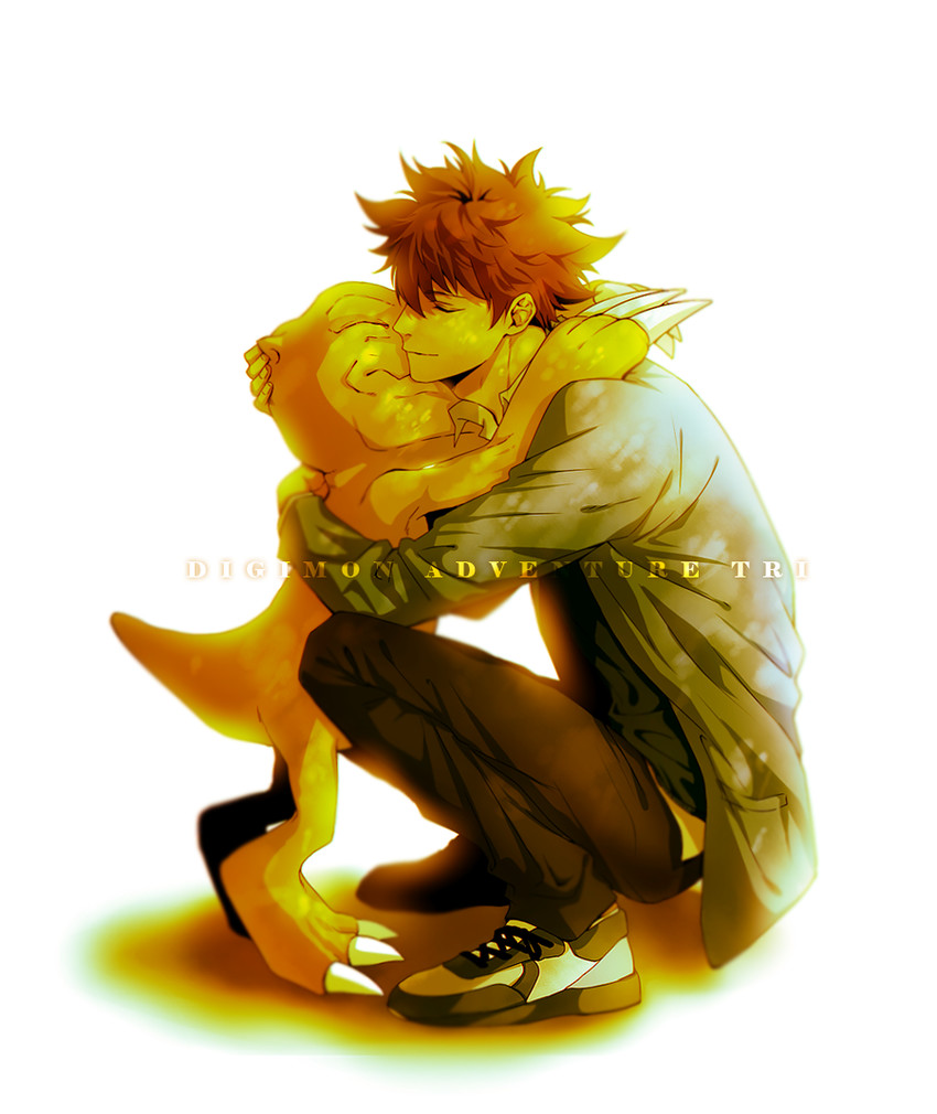 yagami taichi and agumon (digimon and 1 more) drawn by ummm_mmma