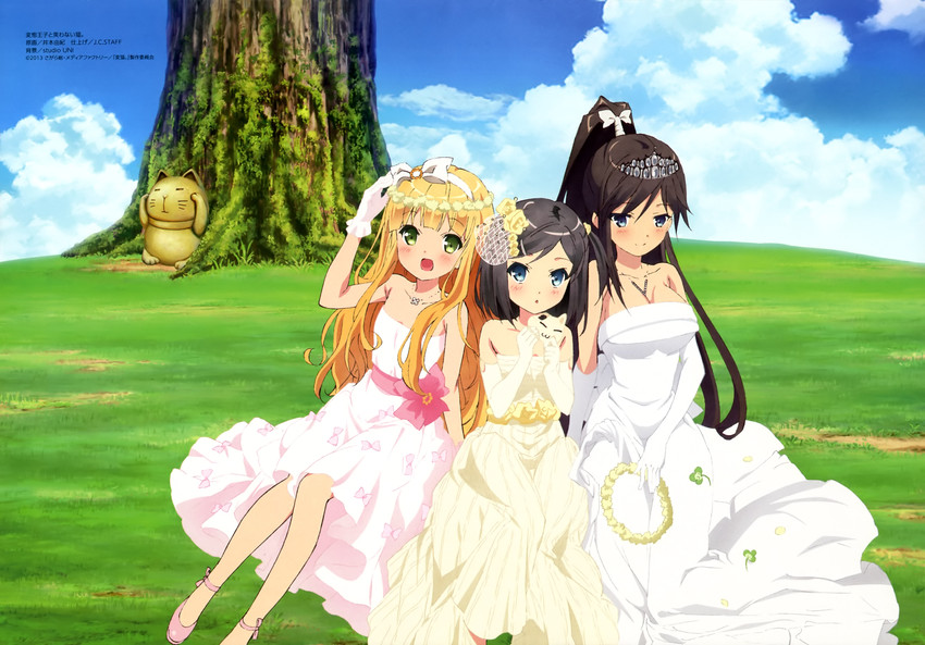 tsutsukakushi tsukiko, azuki azusa, and tsutsukakushi tsukushi (megami magazine and 2 more) drawn by imoto_yuki
