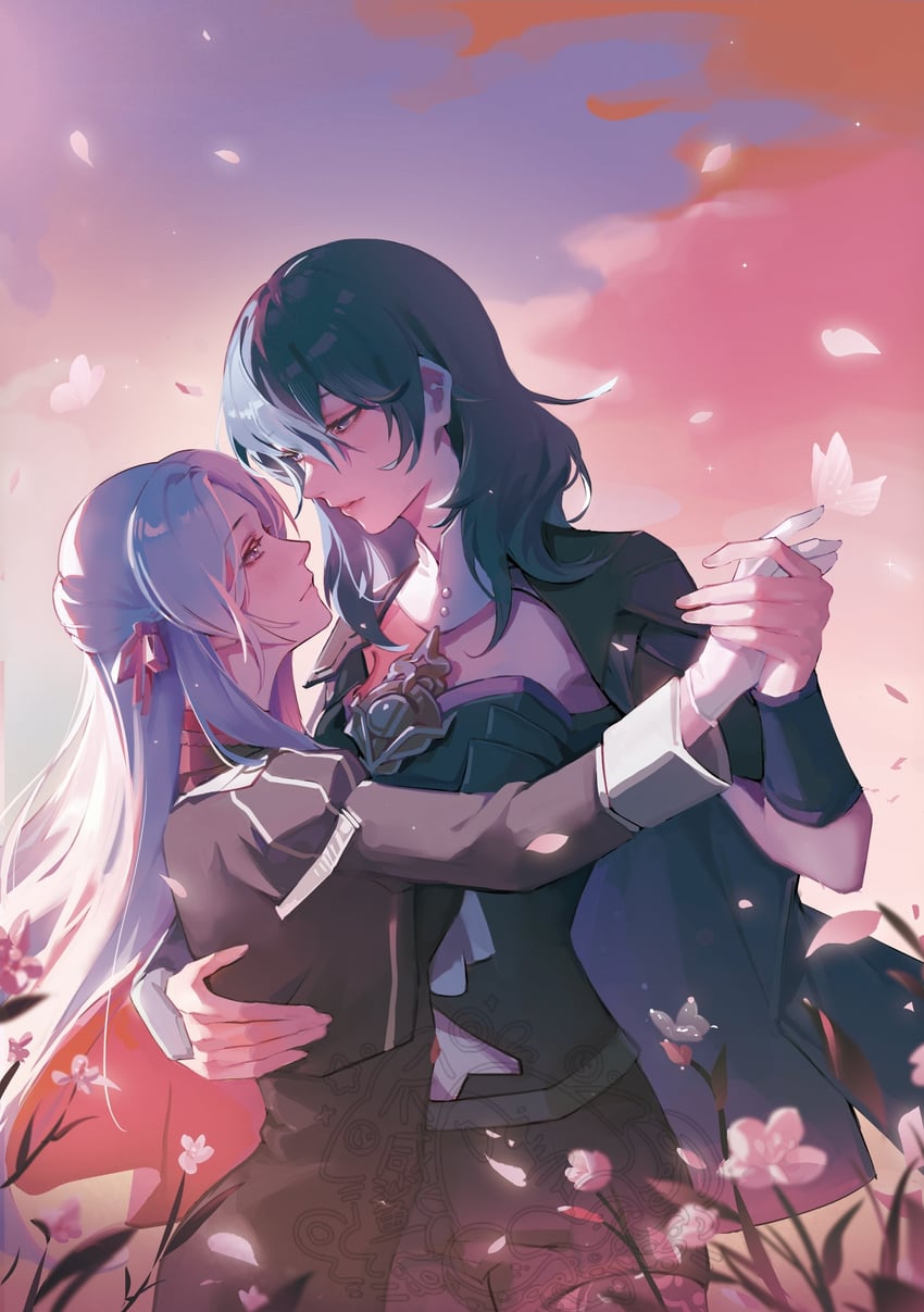 female byleth and edelgard von hresvelg (fire emblem and 1 more) drawn by moyibzs