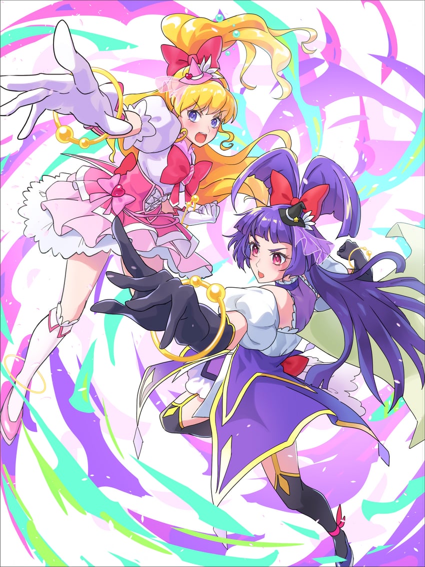 asahina mirai, izayoi liko, cure miracle, and cure magical (precure and 2 more) drawn by ishidai_(ishidai4682)