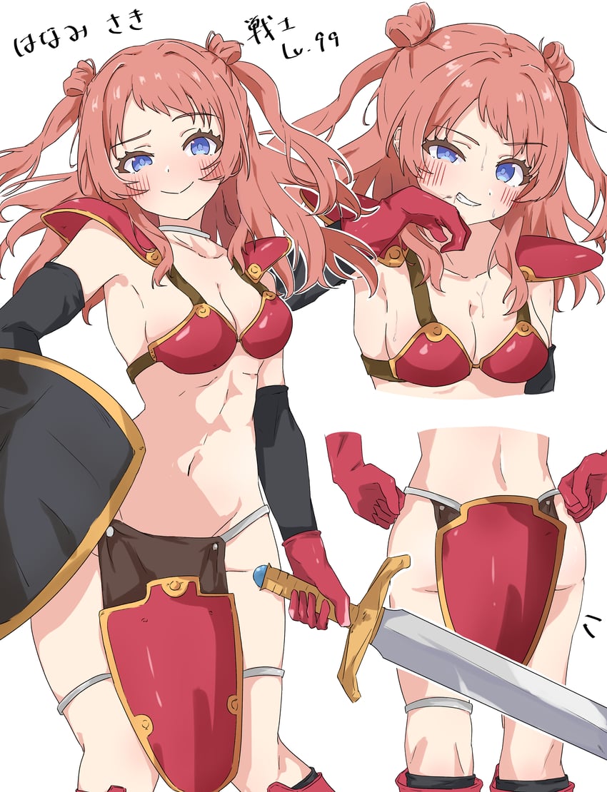 hanami saki and warrior (idolmaster and 3 more) drawn by uriumi_sub