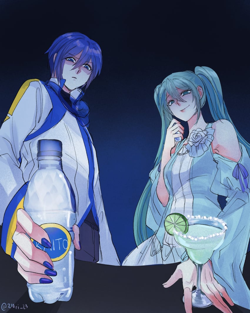 hatsune miku, kaito, and margarita blankenheim (vocaloid and 3 more) drawn by midori_(310ri_23)