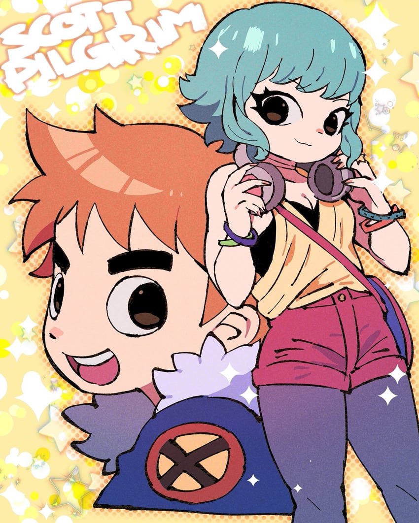 scott pilgrim and ramona flowers (scott pilgrim) drawn by tetsu_(teppei)