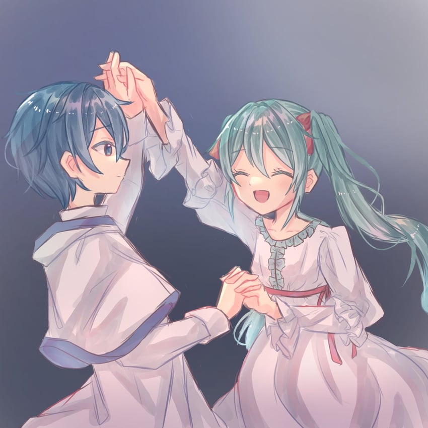 hatsune miku, kaito, eve moonlit, and adam moonlit (vocaloid and 3 more) drawn by aquamarinu