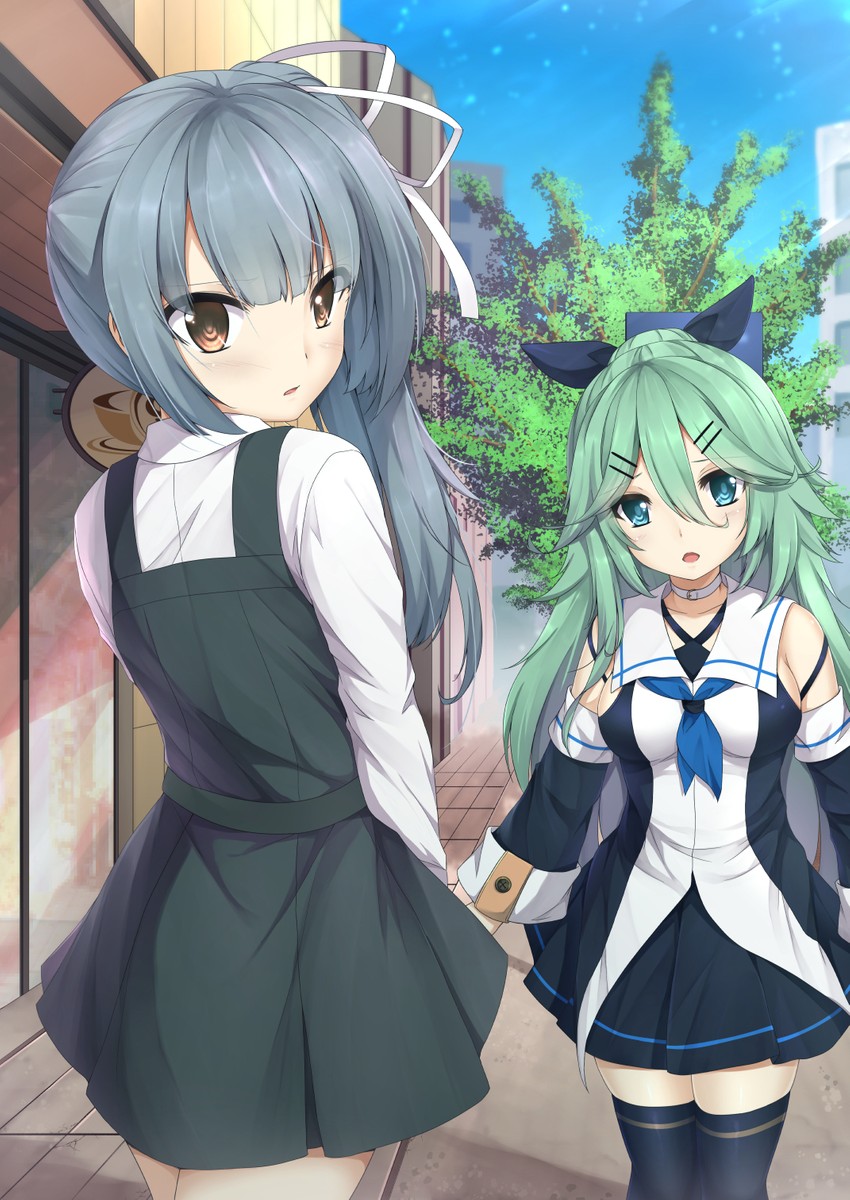 kasumi, yamakaze, and kasumi kai ni (kantai collection) drawn by sheita