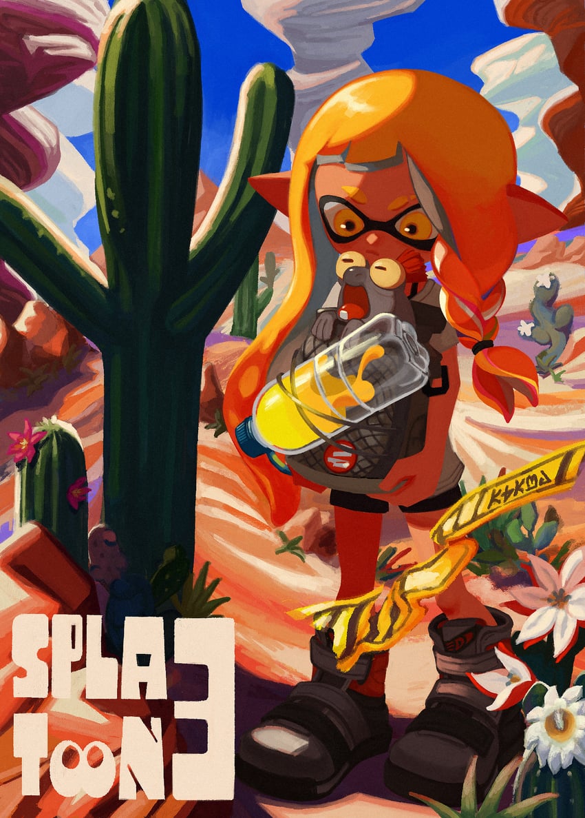 inkling player character, inkling girl, smallfry, agent 3, and veronika (splatoon and 1 more) drawn by ka1_(k4k37)