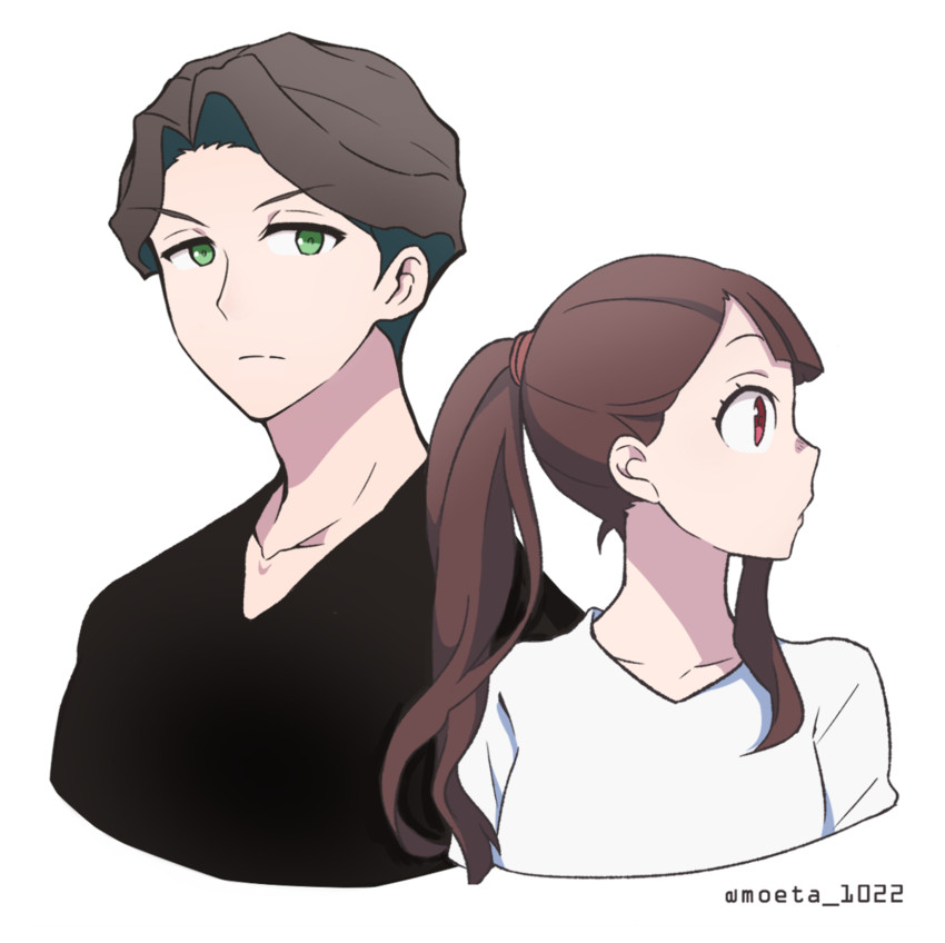 kagari atsuko and andrew hanbridge (little witch academia) drawn by nakajima_asuka
