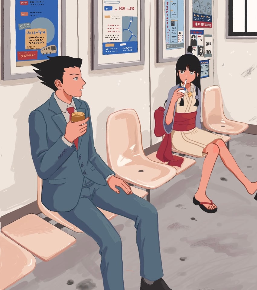phoenix wright and maya fey (ace attorney) drawn by 23011620x