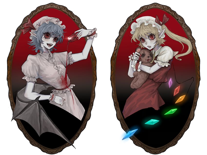 remilia scarlet and flandre scarlet (touhou) drawn by boru34