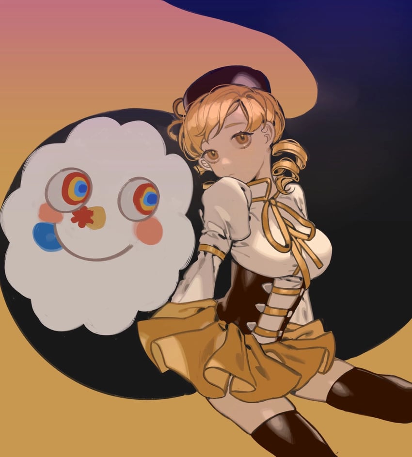 tomoe mami and charlotte (mahou shoujo madoka magica) drawn by pkunooo