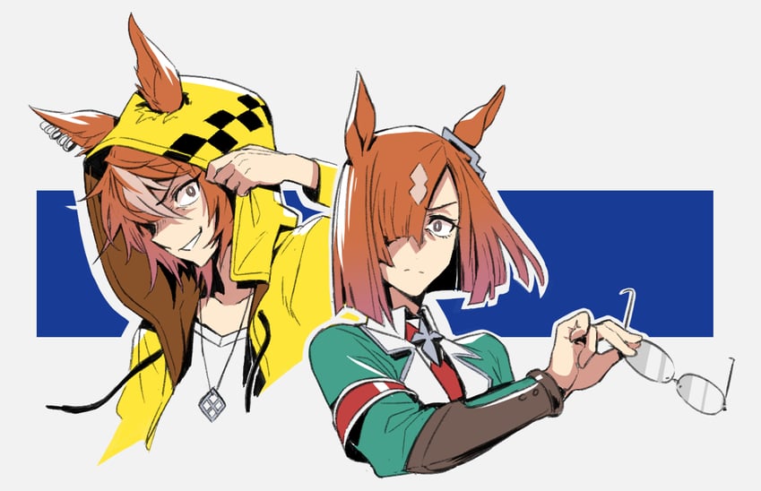 ikuno dictus and dictus striker (umamusume and 1 more) drawn by sinnra_art