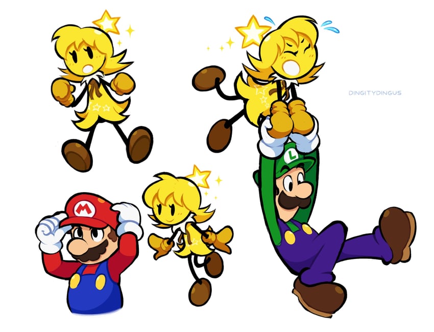 mario, luigi, and starlow (mario and 1 more) drawn by vinny_(dingitydingus)