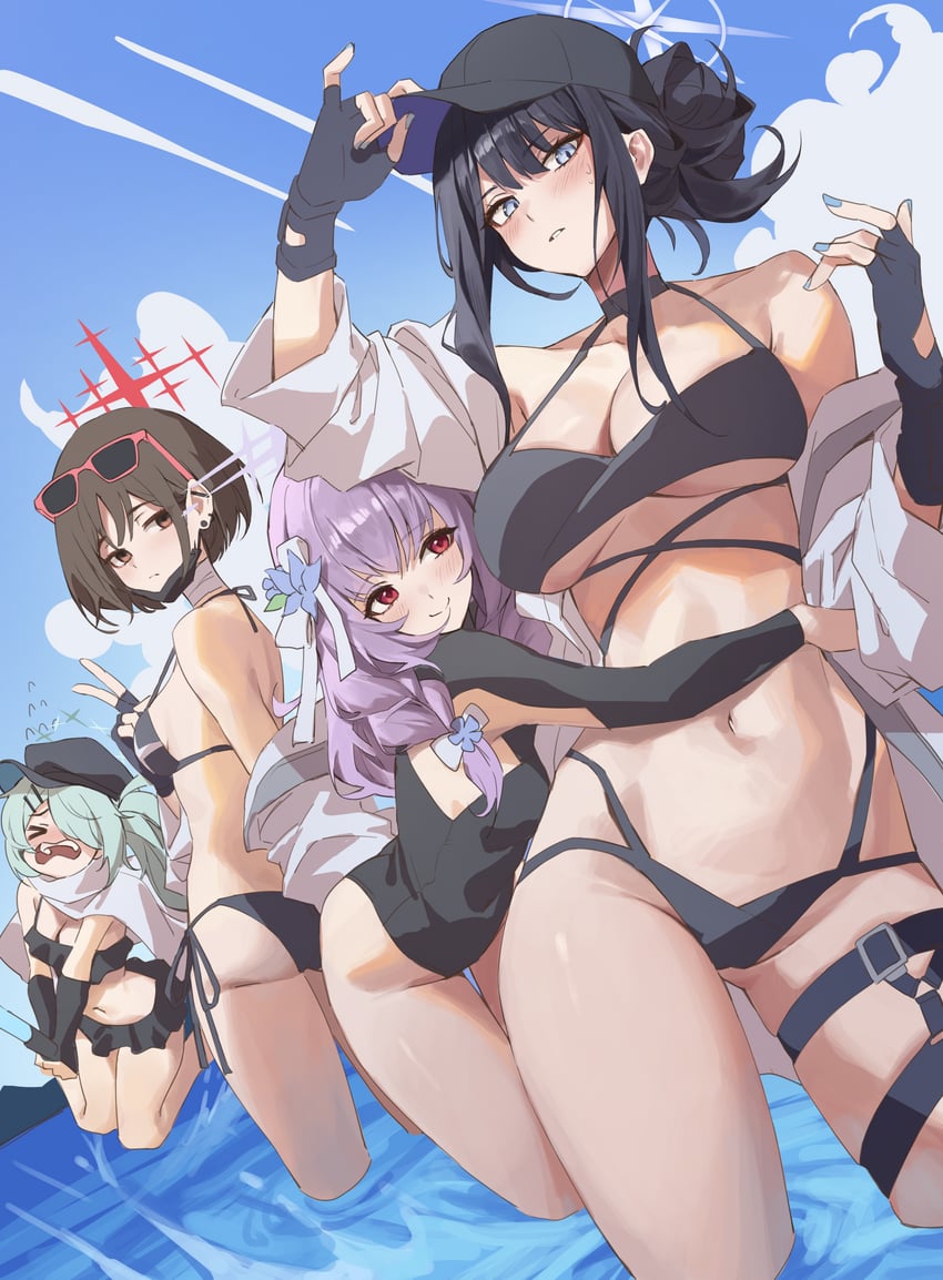 saori, atsuko, hiyori, and misaki (blue archive) drawn by netural