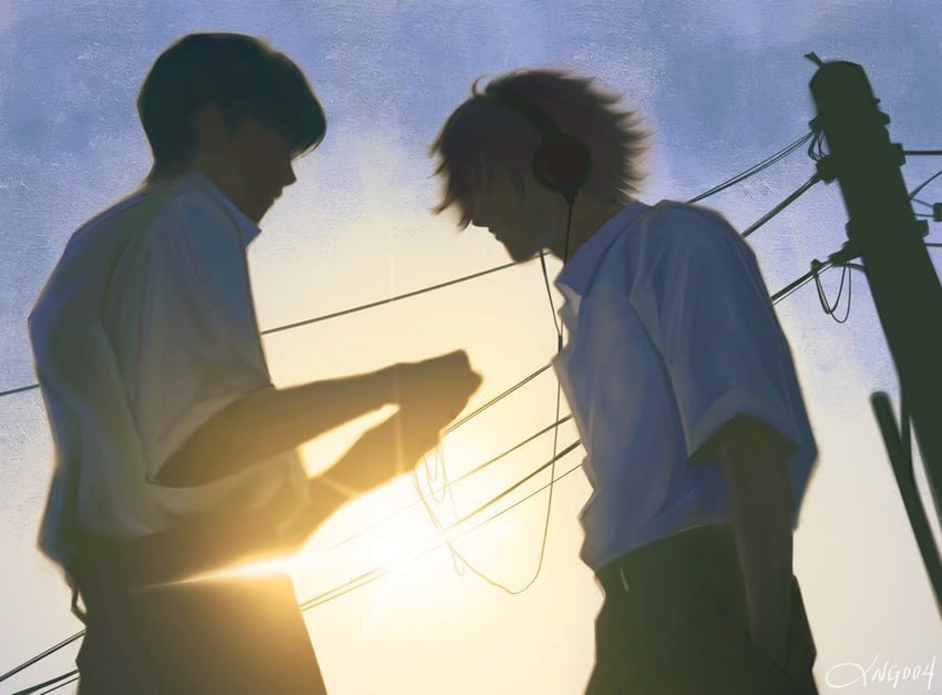 narukami yu and hanamura yousuke (persona and 1 more) drawn by xinger
